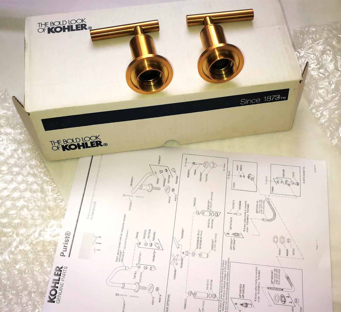 Kohler Purist_Pairs of Deck or Wall-Mount Valve Trim/Lever Handles