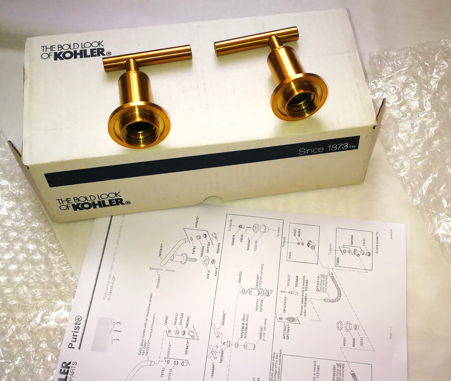 Kohler Purist_Pairs of Deck or Wall-Mount Valve Trim/Lever Handles