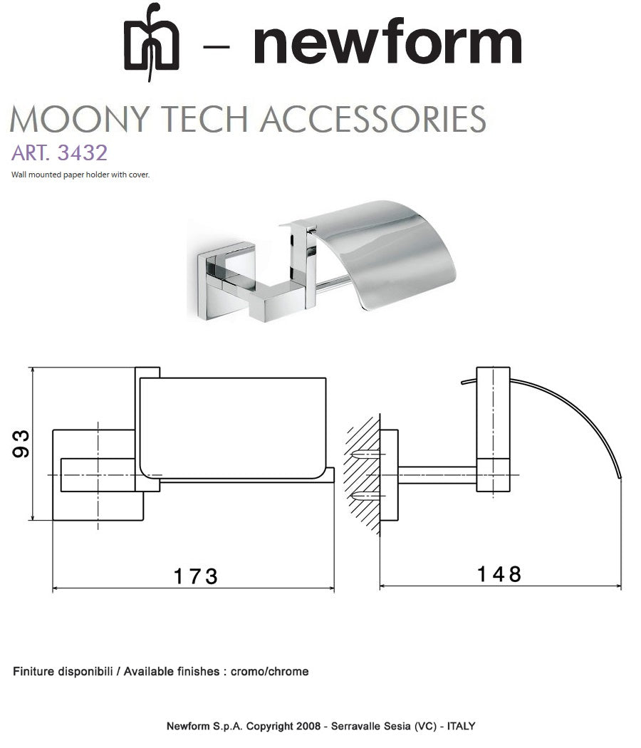 Newform Moony-Tech 3432 wall mounted toilet paper holder w/cover