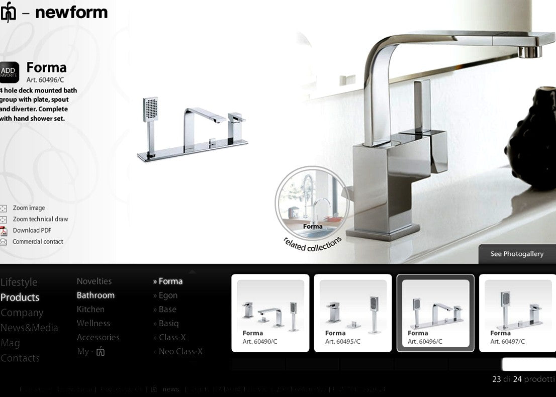 Newform Forma 60496C D.M 4-Hole B/S Mixer Complete Set