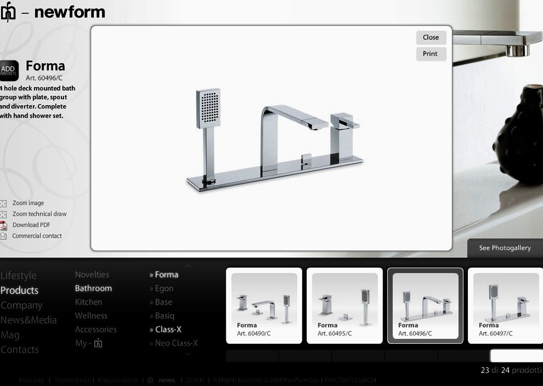 Newform Forma 60496C D.M 4-Hole B/S Mixer Complete Set