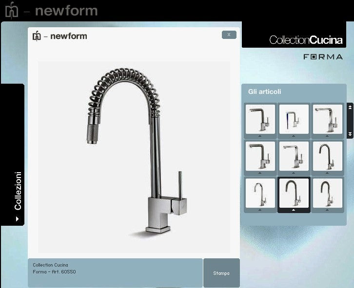 Newform Forma 60550 Tubular Swivel Pull-out Kitchen Mixer