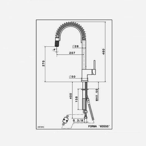 Newform Forma 60550 Tubular Swivel Pull-out Kitchen Mixer