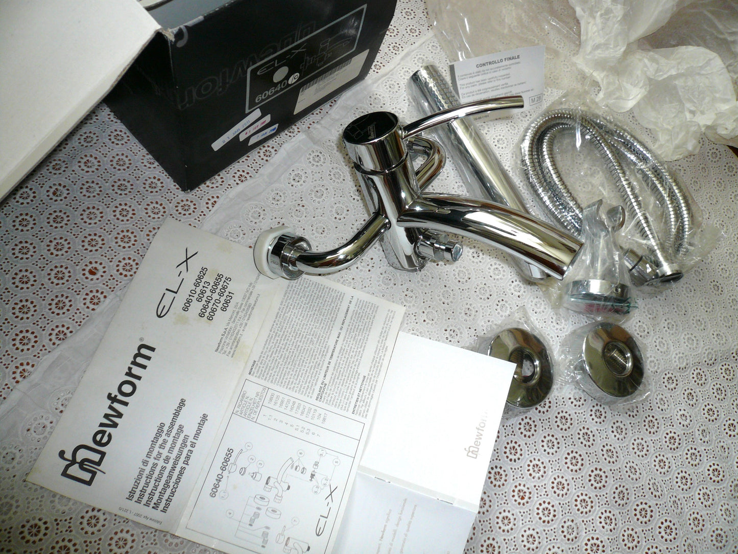 Newform EL-X 60640C W.M Single Lever Bath & Shower Mixer w/HandShower+Hose