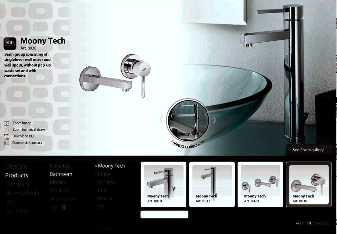 Newform "Moony-Tech" 8030 W.M single lever basin mixer w/spout 170mm