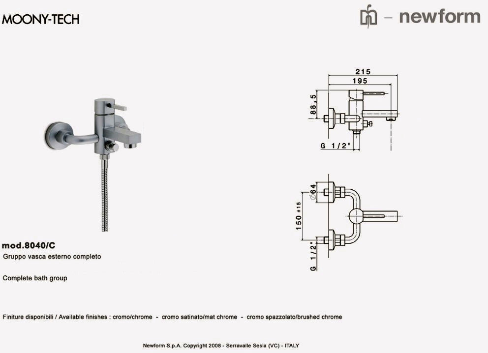 Newform "Moony-Tech" 8040 W.M Single Lever Bath & Shower Mixer