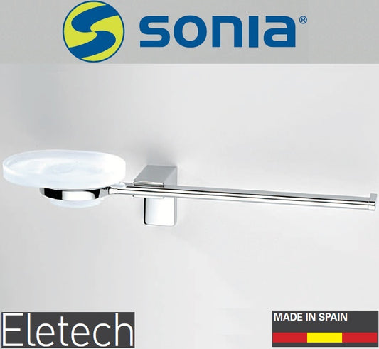 Sonia "Eletech" 113958 Combo metal towel ring & frosted glass soap dish