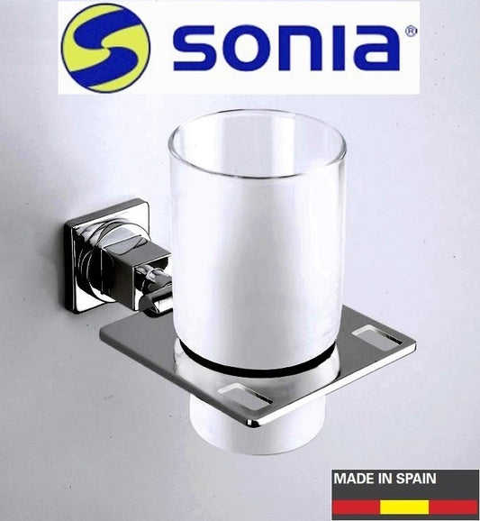 Sonia Dynamicuadro 114580 Toothbrush Tumbler w/Frosted Glass & Metal Holder