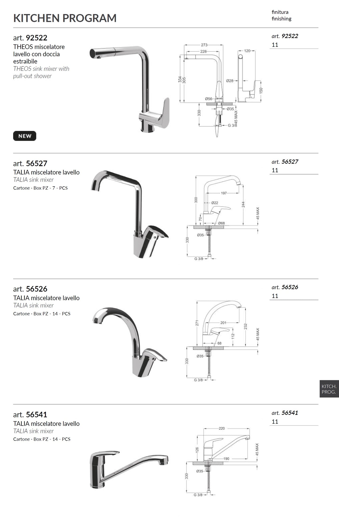 TEOREMA Talia 5652711 kitchen sink mixer w/swivel spout