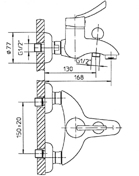 Teorema "Silhouette" 8016011 Wall Mounted Single Lever Bath & Shower Mixer