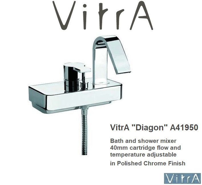 VitrA Diagon A41950 W.M Single Lever Bath and Shower Mixer w/Cascade Spout