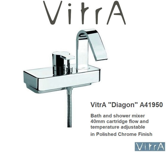 VitrA Diagon A41950 W.M Single Lever Bath and Shower Mixer w/Cascade Spout