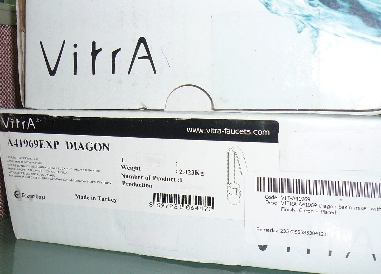 VitrA "Diagon" A41969 Single Lever Basin Mixer w/Cascade Spout & w/Pop-up Waste