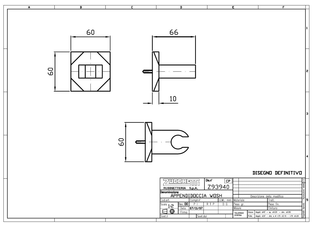 Zucchetti "Wosh" Z93940 wall mounted brass handshower support