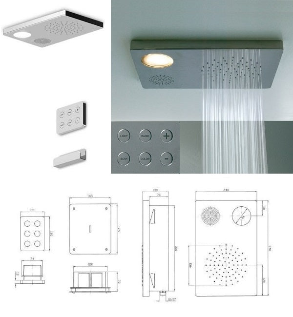 Zucchetti Z94150 Ceiling Mounted S.S Shower Head w/Light & Music w/Control Panel