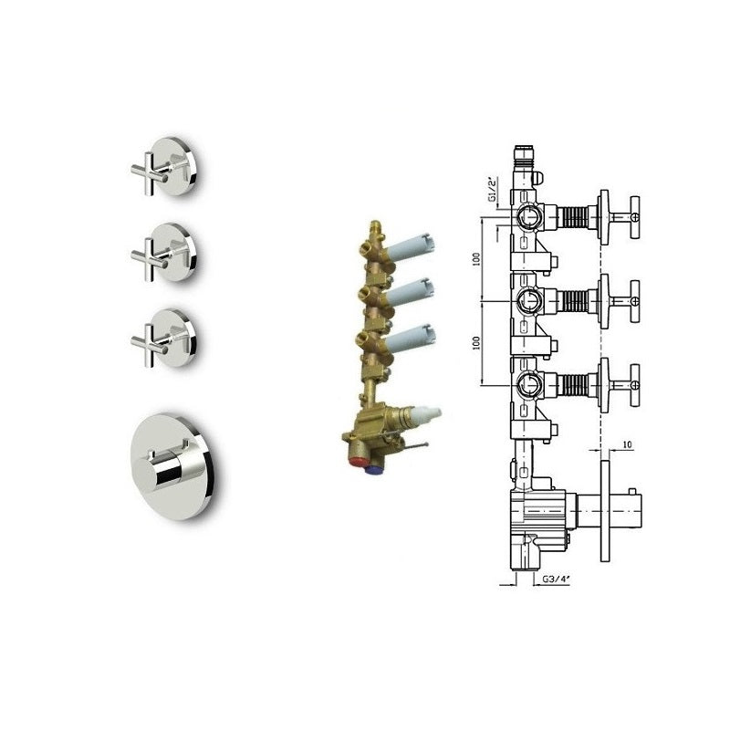 Zucchetti Isyarc ZD3098 Thermostat Shower Mixer with R99632 Built-In Parts