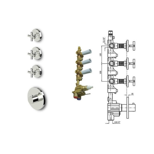 Zucchetti Isyarc ZD3098 Thermostat Shower Mixer with R99632 Built-In Parts