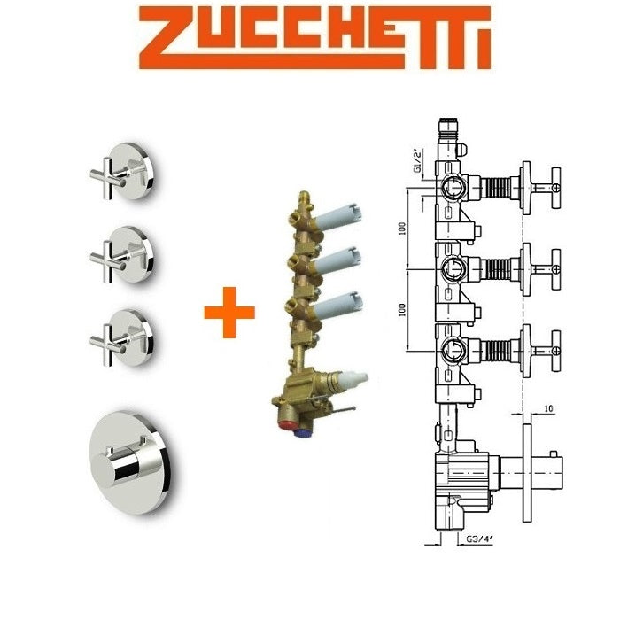 Zucchetti Isyarc ZD3098 Thermostat Shower Mixer with R99632 Built-In Parts