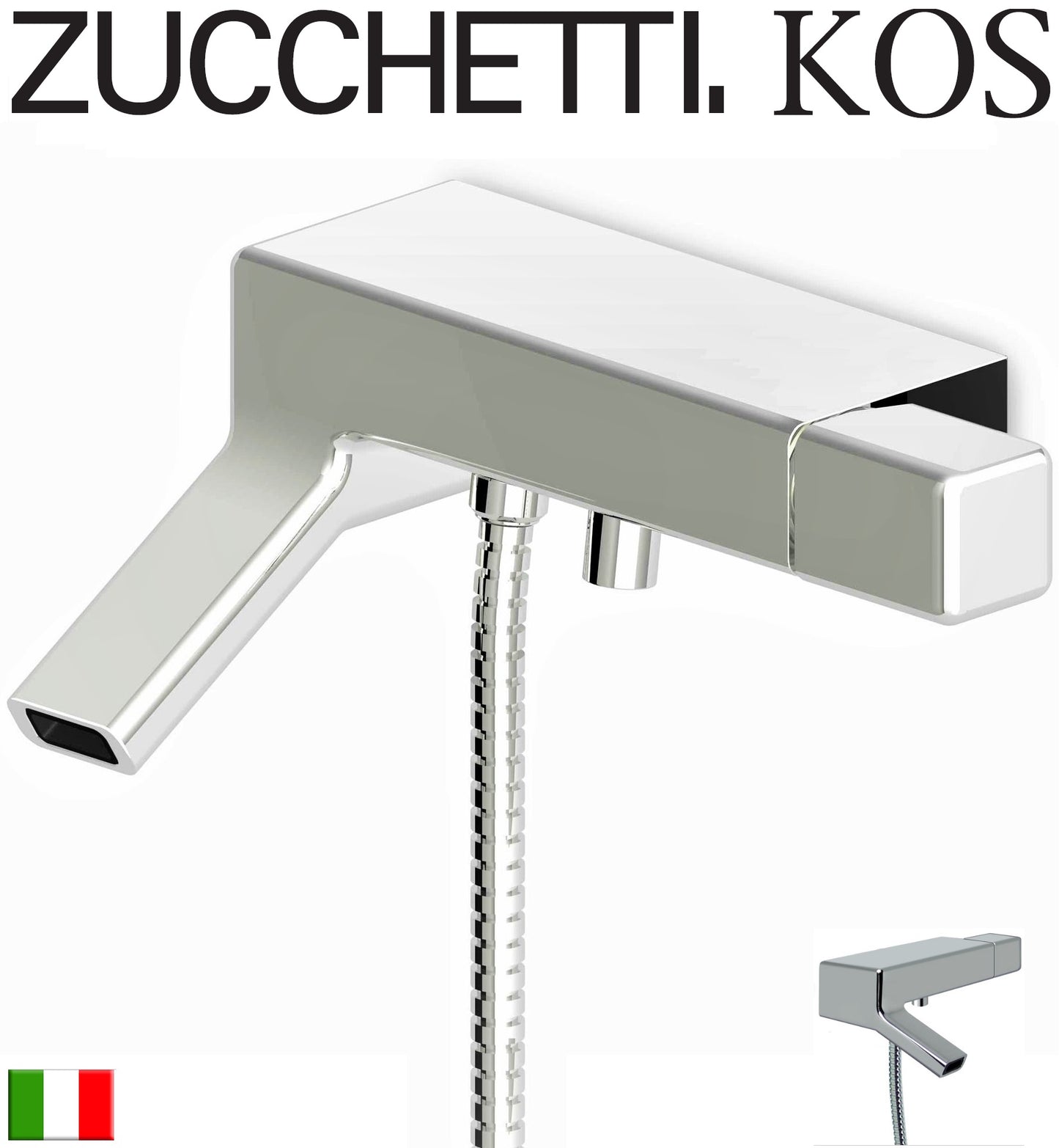 Zucchetti Faraway ZFA137 B/S Mixer w/diverter/wall holder/hand shower/hose. in Chrome Finish