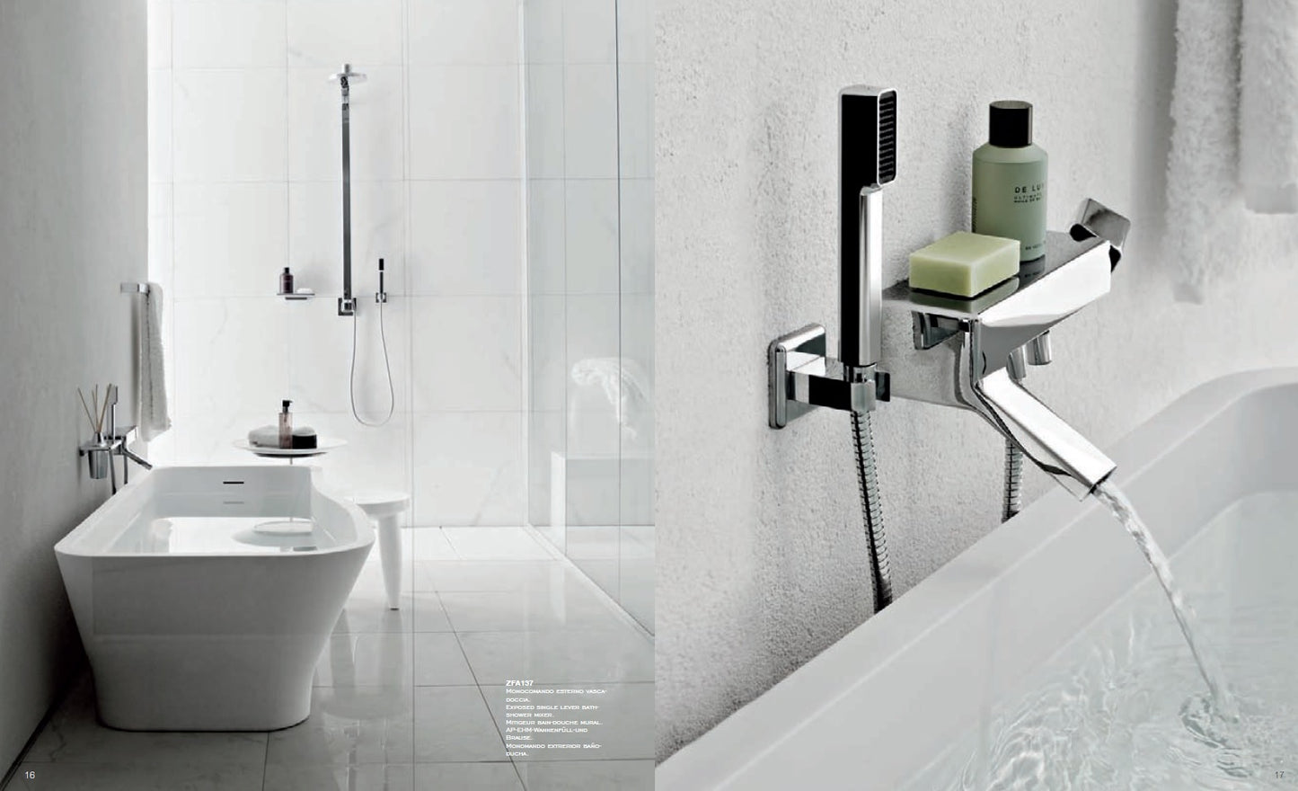 Zucchetti Faraway ZFA137 B/S Mixer w/diverter/wall holder/hand shower/hose. in Chrome Finish