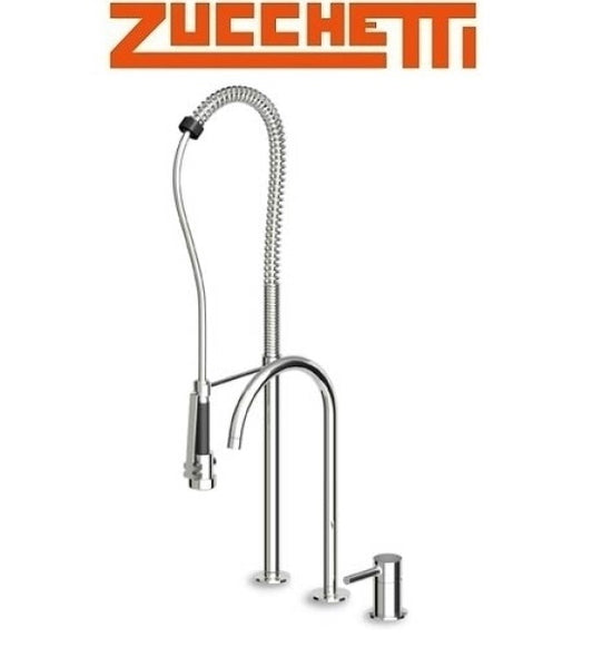 Zucchetti "Pan" ZP6277 Kitchen Sink Mixer w/Pull-Out Spray/Swivel Spout/Diverter. in Chrome Finish