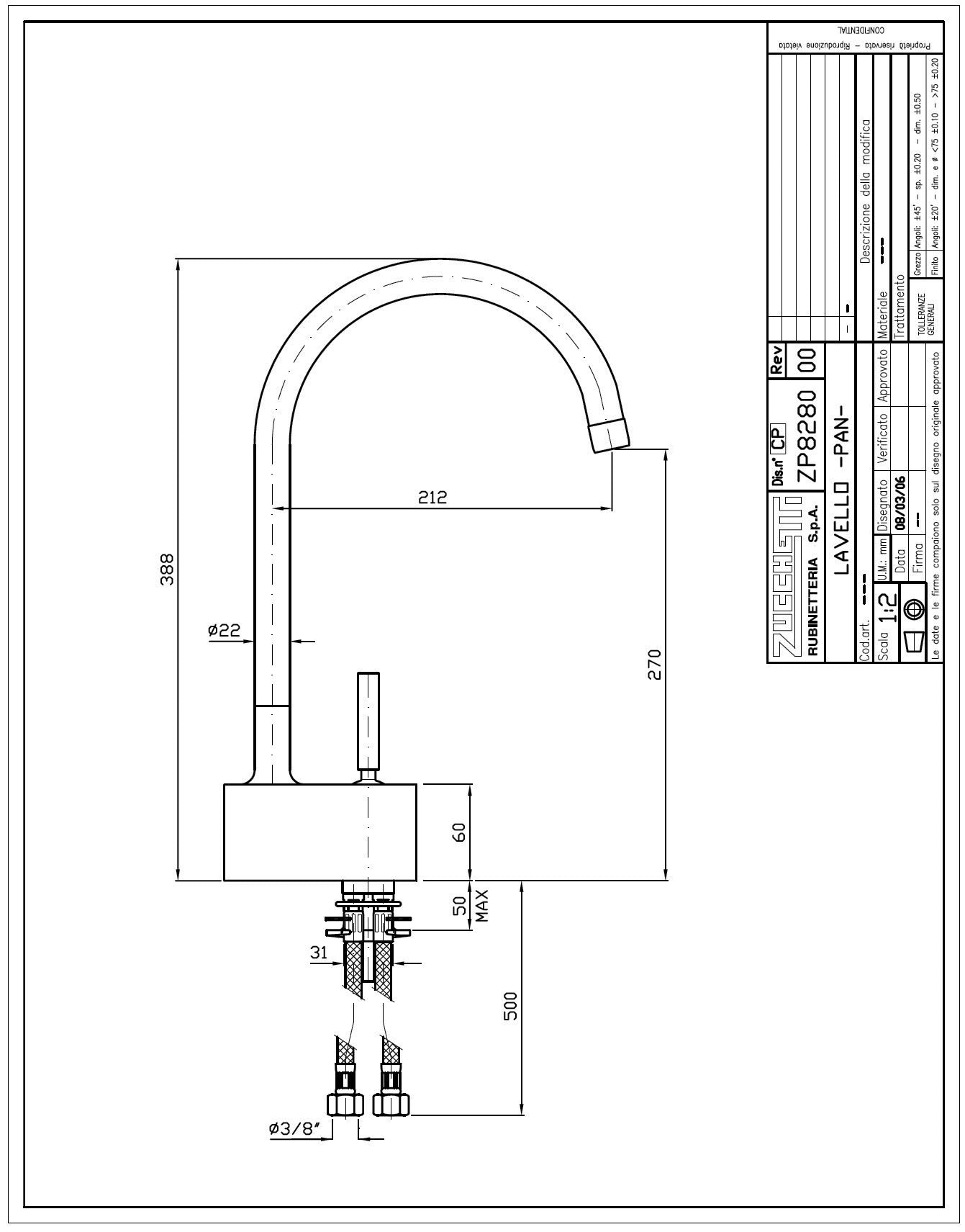 Zucchetti "Pan" ZP8279 S.Lever Kicthen Sink Mixer w/Pull-Out Spray &Swivel Spout. in Chrome Finish