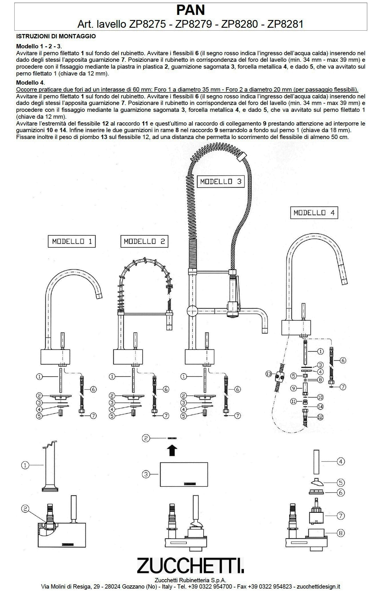 Zucchetti "Pan" ZP8279 S.Lever Kicthen Sink Mixer w/Pull-Out Spray &Swivel Spout. in Chrome Finish