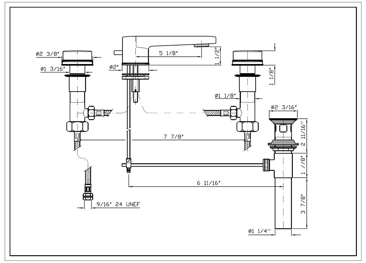 Zucchetti Savoir ZSV401.CN 3-Hole Basin Mixer w/Antisplash, 1¼" Pop-up Waste. in Chrome Finish