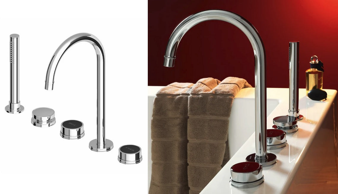 Zucchetti Savoir ZSA483.CN 5-hole bath mixer w/pull-out handshower & shower hose