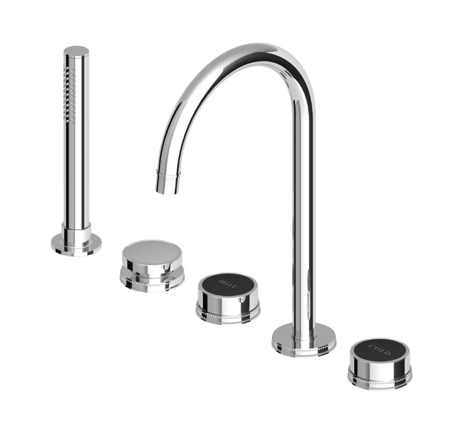Zucchetti Savoir ZSA483.CN 5-hole bath mixer w/pull-out handshower & shower hose