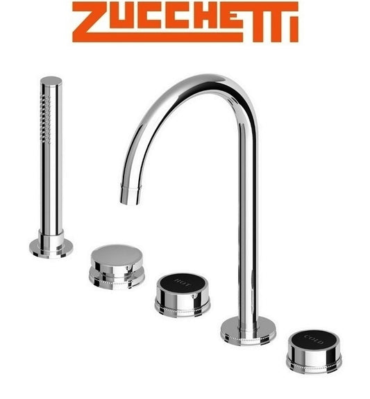 Zucchetti Savoir ZSA483.CN 5-hole bath mixer w/pull-out handshower & shower hose