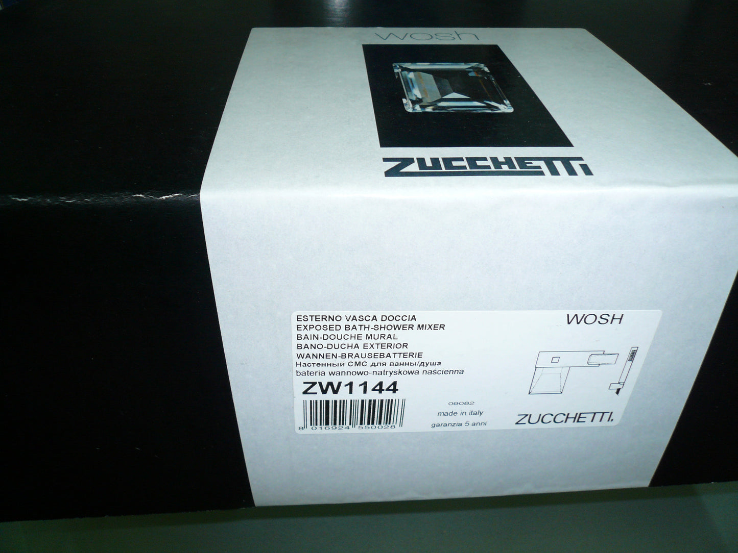 Zucchetti "Wosh" ZW1144 Bath & Shower Mixer w/Diverter & Hand Shower Set. in Chrome Finish